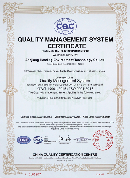 China Zhejiang Huading Net Industry Co.,Ltd certification